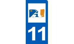 Autocollant (sticker): immatriculation motard département de 11 L'Aude - 6x3cm