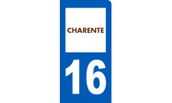 Autocollant : Immatriculation motard département de la Charente - 6x3cm