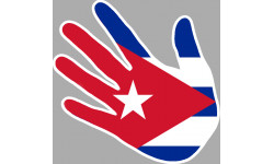 Autocollant (sticker): drapeau Cuba main