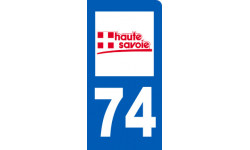Autocollant (sticker): immatriculation motard 74 de la Haute-Savoie