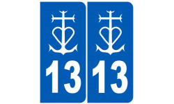 immatriculation 13 La Camargue (2fois 10,2x4,6cm) - Autocollant(sticker)