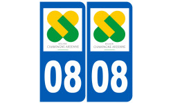 Autocollant (sticker): numéro immatriculation 08 région Ardennes