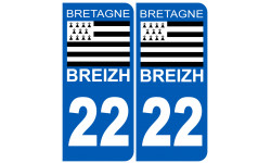 immatriculation 22 drapeau Breton - Autocollant(sticker)