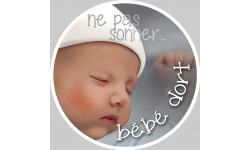 sticker / Autocollant : ne pas sonner bébé dort - 15cm - Autocollant(sticker)