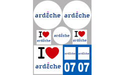 Département 07 L'Ardèche - 8 autocollants variés - Autocollant(sticker)