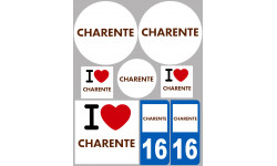 Département 16 La Charente - 8 autocollants variés - Autocollant(sticker)