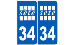 ville de Sète immatriculation 34 blanc - Autocollant(sticker)