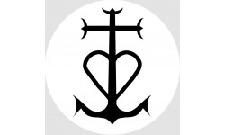 Croix Camarguaise noir et blanc - 5cm - Autocollant(sticker)