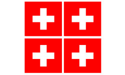 drapeau officiel Suisse : 4 stickers de 6,3x6,3cm - Autocollant(sticker)