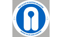 PORT DU GILET DE SAUVETAGE OBLIGATOIRE - 15cm - Autocollant(sticker)