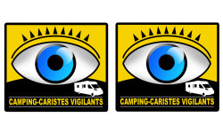 camping-caristes vigilants - 2 stickers de 10cm - Autocollant(sticker)