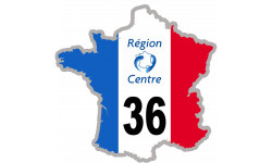 FRANCE 36 région Centre - 10x10cm - Autocollant(sticker)