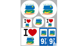 Département 973 la Guyane (8 autocollants variés) - Autocollant(sticker)